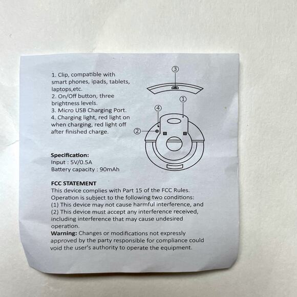 Poshmark Swag Online Meeting Adjustable Vanity Light w/Clip Micro USB Charger - Picture 6 of 14